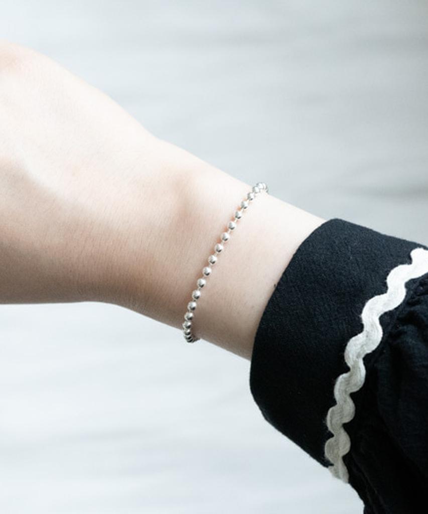 Alleun Серебро 925 Шариковая Цепь Длинный Массивный Браслет (Тип А)
