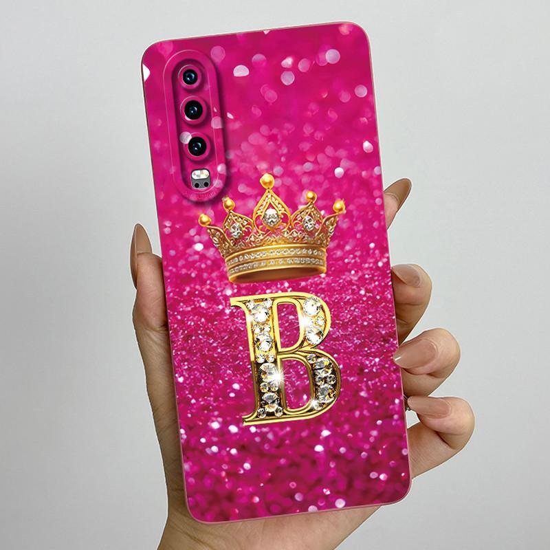 Задняя крышка для Huawei P30 ELE-L29 P 30 Pro VOG-L29 Чехол для телефона с короной и начальной буквой Жидкий мягкий силикон Защитный чехол для объектива