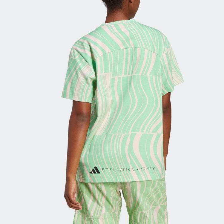 adidas X Stella McCartney Футболка свободного кроя с принтом логотипа, с круглым вырезом и короткими рукавами, женские топы, зеленый HR9164