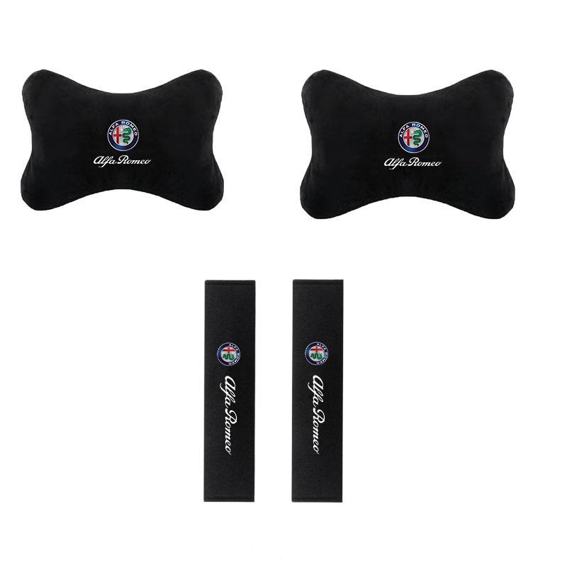 OUVKF1 Car Seat Belt Protect Shoulder Pad Cover Headrest Neck Pillow for Alfa Romeo 4C 159 Spider Giulia Giulietta 156 Tonale Mito 147