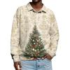 Men's Casual Christmas Print Button Long Sleeve Shirt