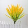 7 Forks Artificial Wheat Ears Rice Plant Bouquet Realistic Simulated Non Water Needed Easy To Care Indoor/Outdoor Decor