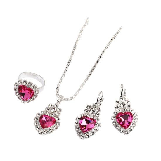 Комплект украшений в форме сердца для женщин, блестящие ожерелье в форме сердца со стразами, серьги, кольца, свадебные украшения, аксессуары