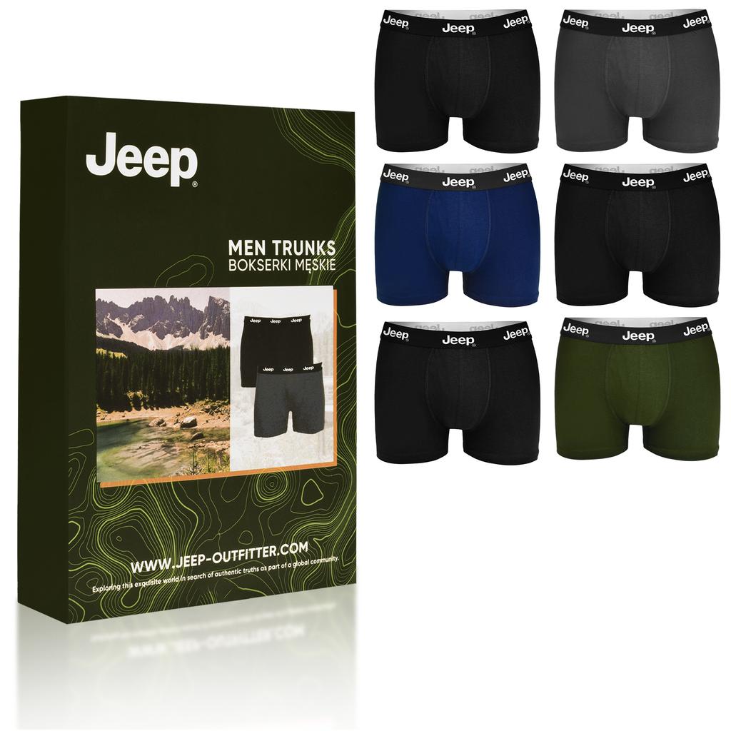 Jeep Men's Classic Boxer Shorts Set Dark Colors Cotton 6 Pack