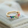 Original Design  Inlaid Rainbow Gemstone Series Rings for Women Adjustable Light Luxury Elegant Engagement High Jewelry