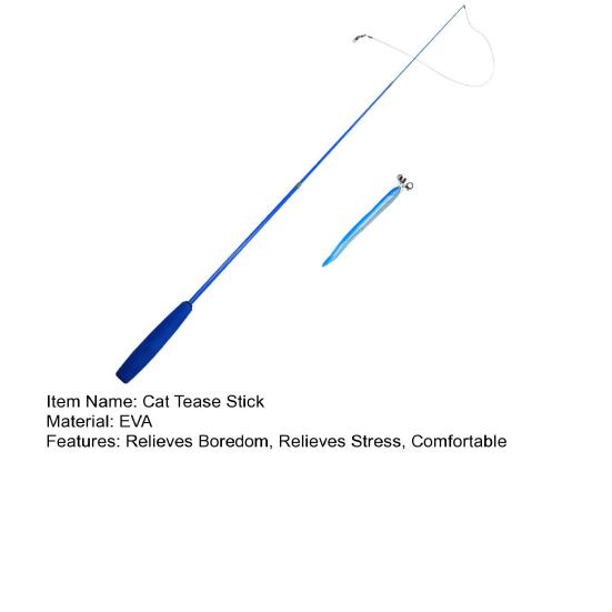 Палочка для дразнения кошек, трехсекционная телескопическая палочка, интерактивная игрушка-ловец котят, устойчивая к царапинам и укусам, синяя, сменная