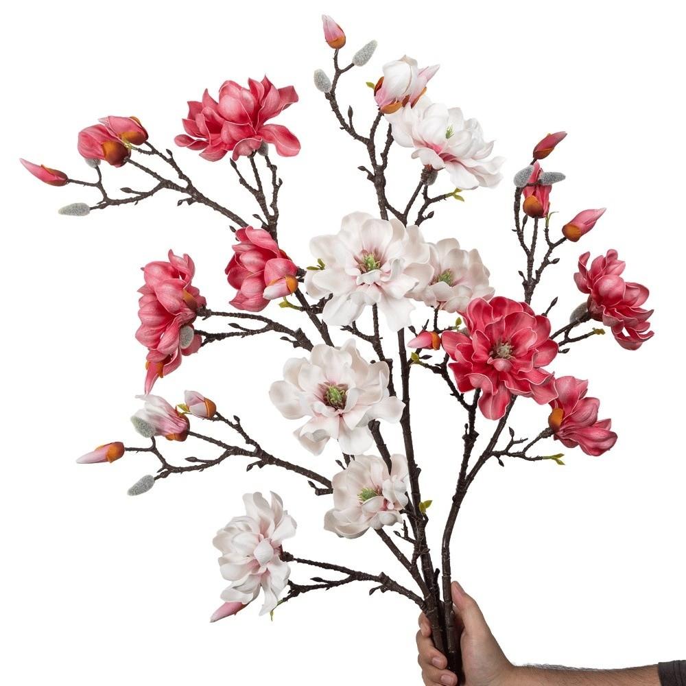 Pink Artificial Magnolia Flowers Branch Real Touch Plastic Fake Flower Living Room Ornaments