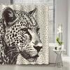 Black And White Art Leopard Print Shower Curtain Washable Dirt-Resistant Shower Head Waterproof Polyester Bath Curtain