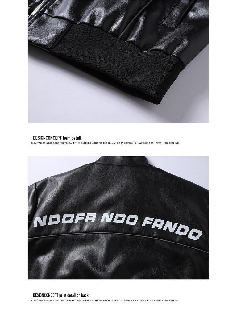 2025 Мужская стильная гоночная кожаная куртка контрастного цвета: Пальто в гонконгском стиле