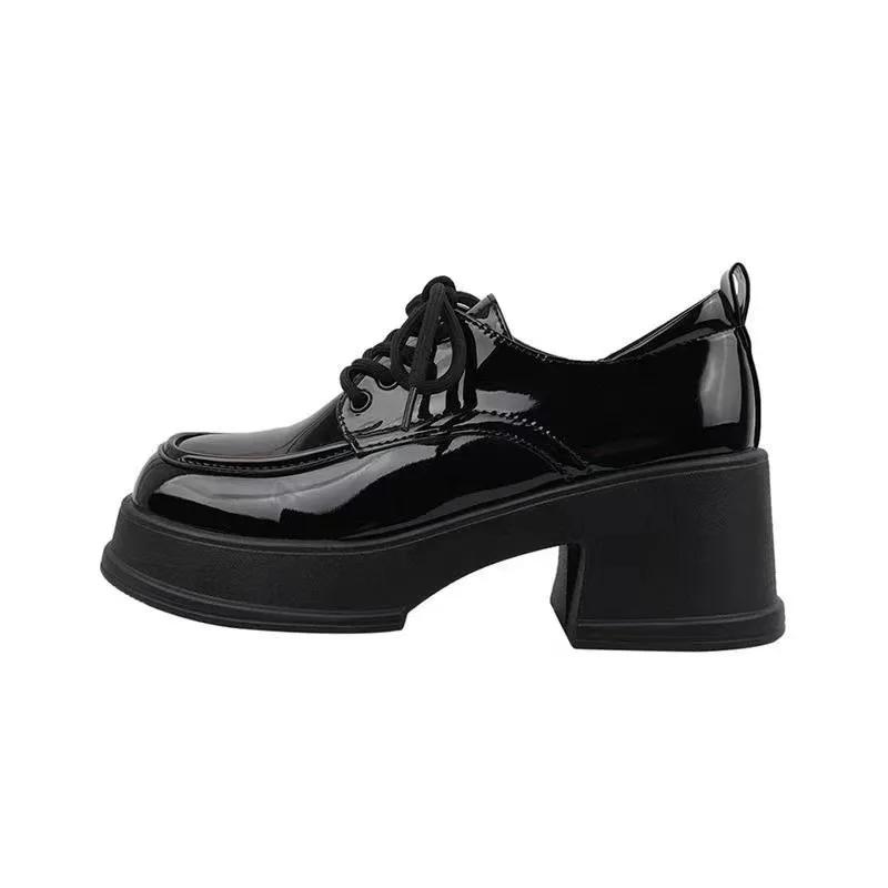Zapatos planos de suela gruesa para mujer, zapatillas Мэри Джейн в британском стиле, цвет негр, темпорада де верано