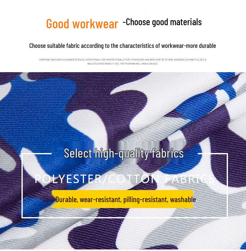 Unisex Long Blue Camouflage Dustproof Workwear Overcoat with Sleeves