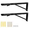 Folding Shelf Brackets - Heavy Duty Metal Collapsible Shelf Bracket for Bench Table, Shelf Hinge Wall Mounted Space Saving DIY B