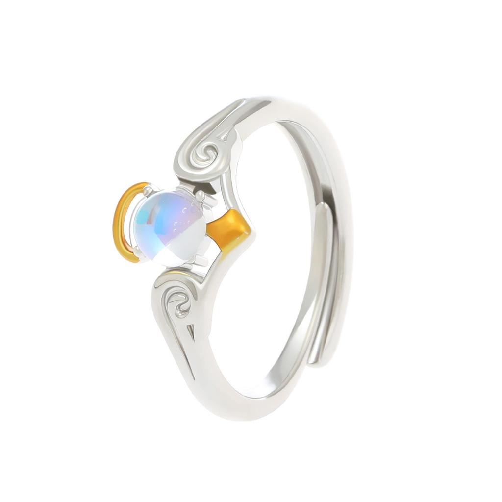 Кольцо с цирконом в виде цветка любви в два слоя - Регулируемое, Роскошный японский и корейский дизайн