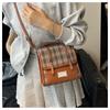 Retro Contrasting Backpack Women's New College Style Plaid Single Shoulder Messenger Bag Versatile Small Backpack