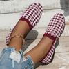 2024 Round Toe Flat Shoes Female Shallow Mouth Sports Footwear Womens Plus Size Walking Knitting Sandals Plaid Print Loafers