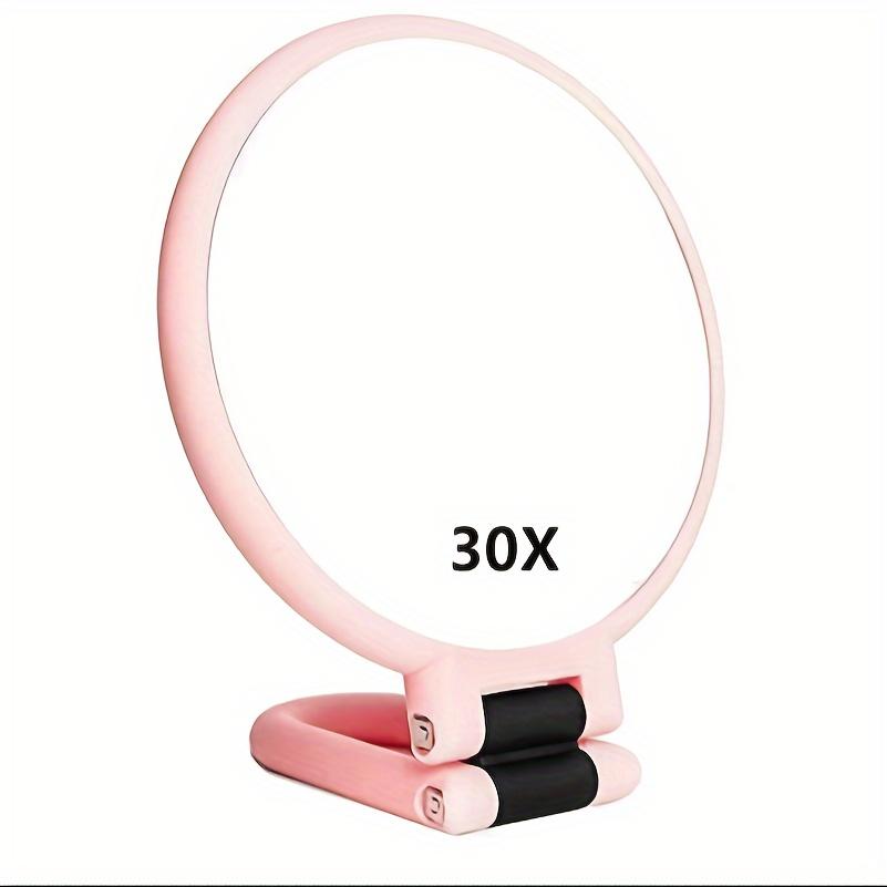 Portable 360 Adjustable Dual Sided Makeup Mirror 1X 30X Magnifying Handheld Travel Friendly No Batteries Sleek Black Gold Frame