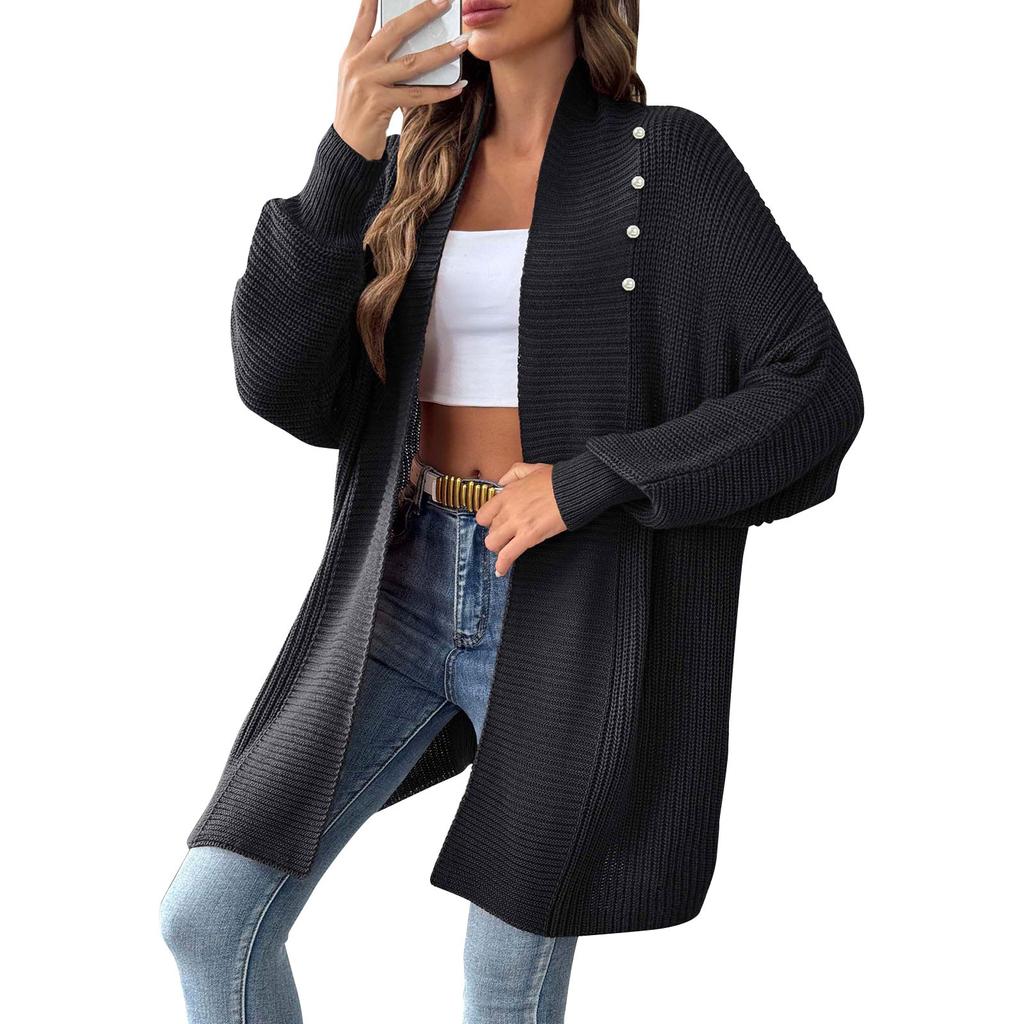 Женская осенне-зимняя верхняя одежда, модный свободный свитер, кардиган с жемчужными шипами