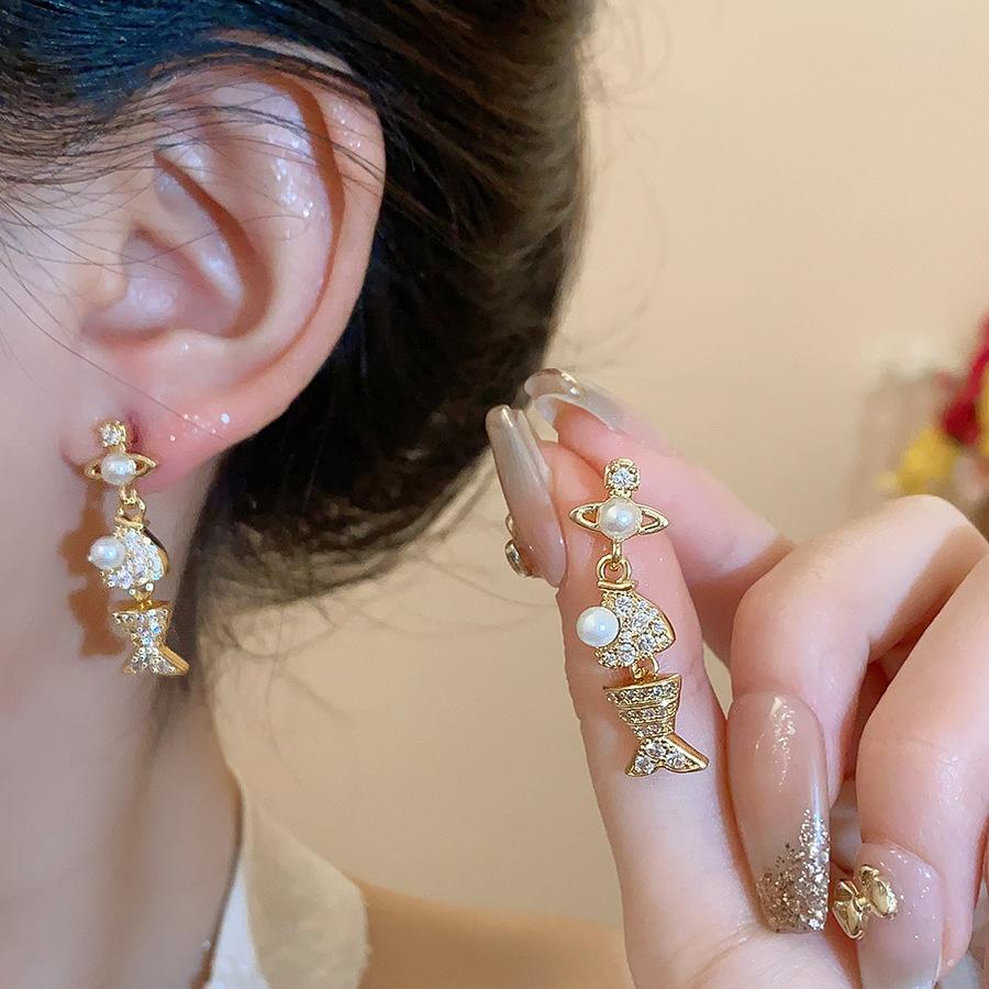 Silver Needle Super Fairy Elegant Bow Flower Stud Earrings French Light Luxury Earrings Literary Style Sweet Versatile Earrings