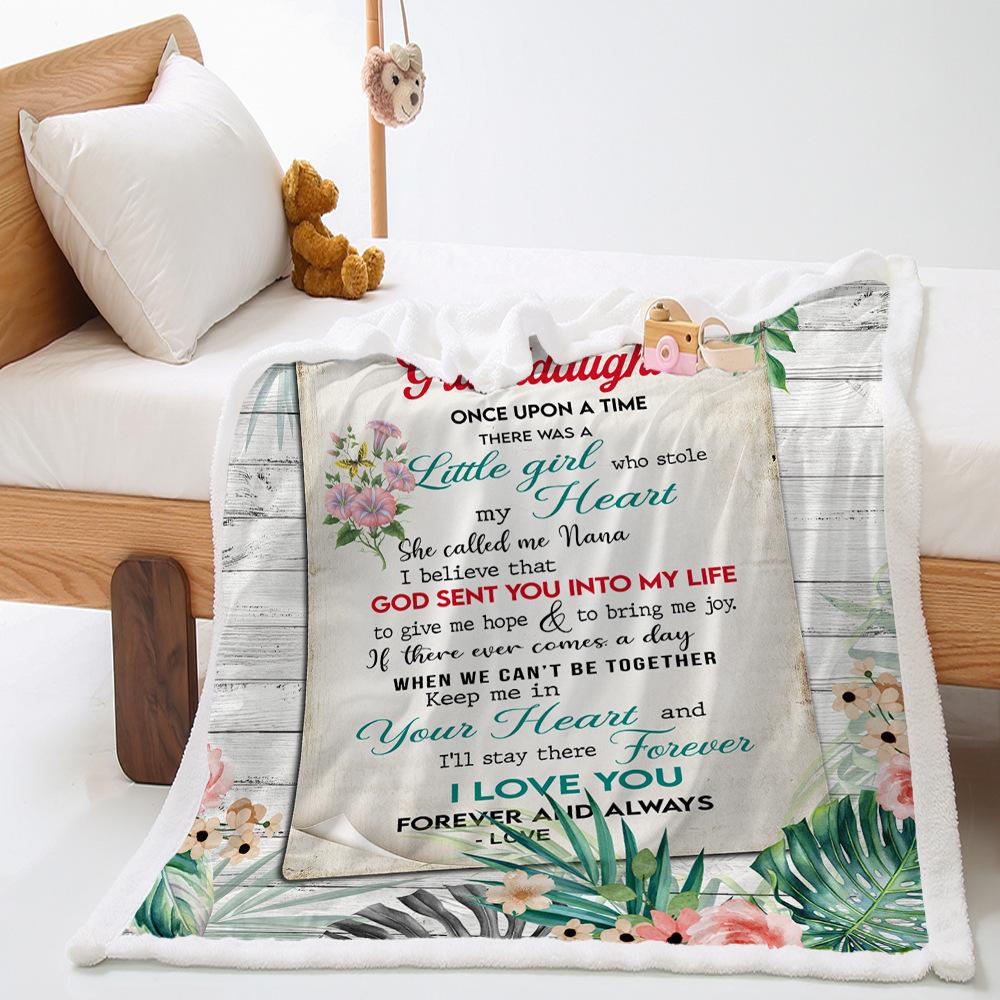 Blanket 2D Digital Printed Lamb Fleece Crystal Fleece Handwritten Letter Blanket Cover Blanket