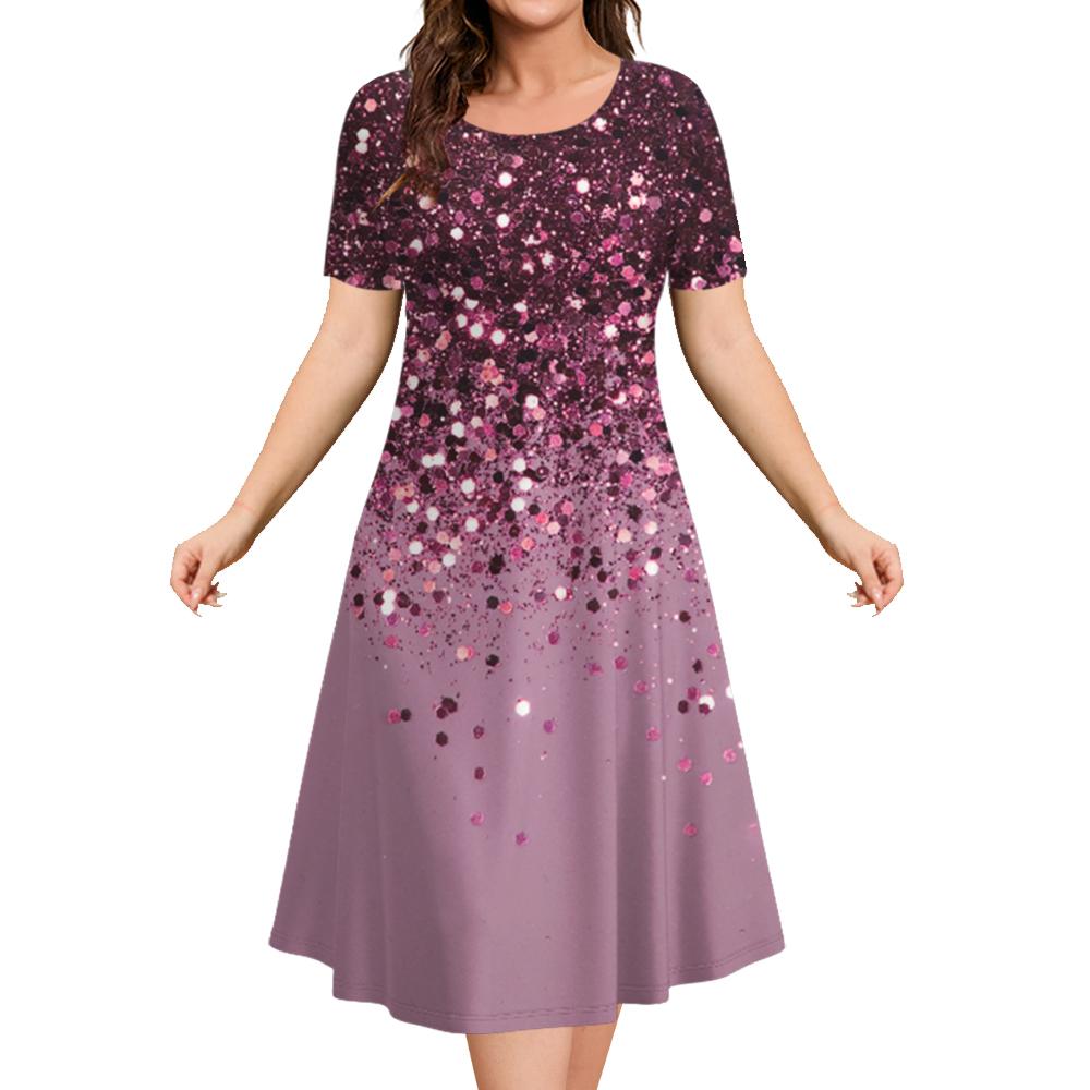 Модные элегантные женские платья Женское вечернее платье Цветной столкновительный пуловер с круглым вырезом Оверсайз Повседневная одежда А-силуэта Тренд 2024