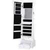 Jewelry Mirror Cabinet, Standing, LED Lights, Lock, Drawers, Foldable Table, 45 x 36 x 150 cm