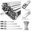 100PCS Stainless Steel Cable Tie Straps Heavy Duty Self-Locking Zip Ties Corrosion Resistant Rustproof Fastening Strap