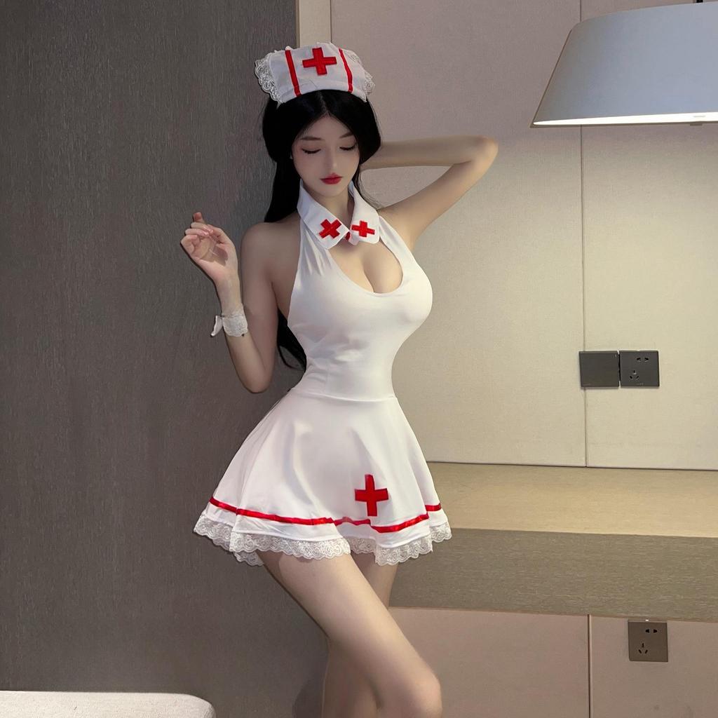 Seductive Japanese Cosplay Lingerie Set - Sexy Nurse Nightwear for Women