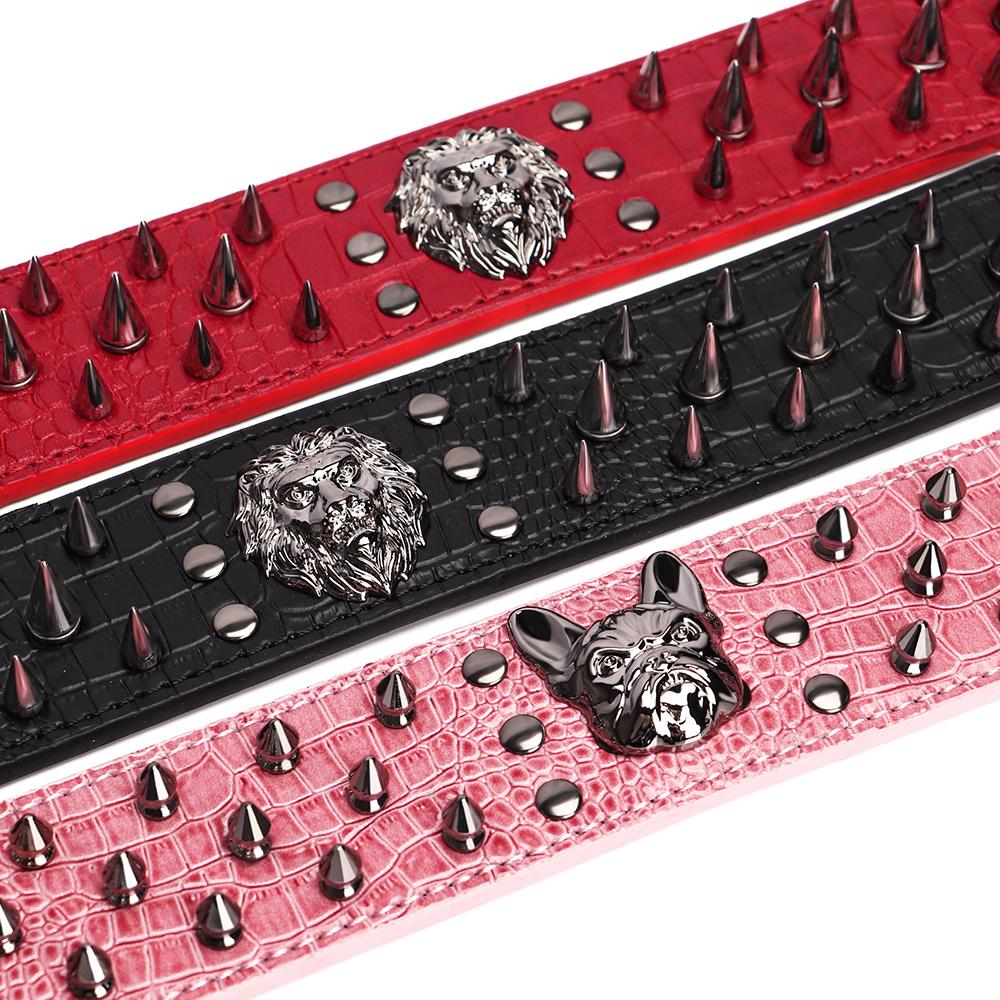 2-дюймовые широкие острые шипы заклепки кожаные ошейники для собак питбуль бульдог большие ошейники для собак регулируемые для средних и больших собак боксер питбуль