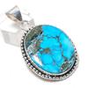 Natural Tibetan Turquoise 925 Sterling Silver Jewelry Pendant 1.97" H9f59