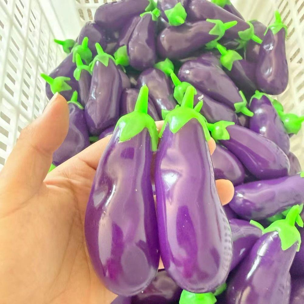 Realistic TPR Fidget Toy Super Soft Eggplant Squeeze Toy Eggplant Squishy Toy Office Desk Toy