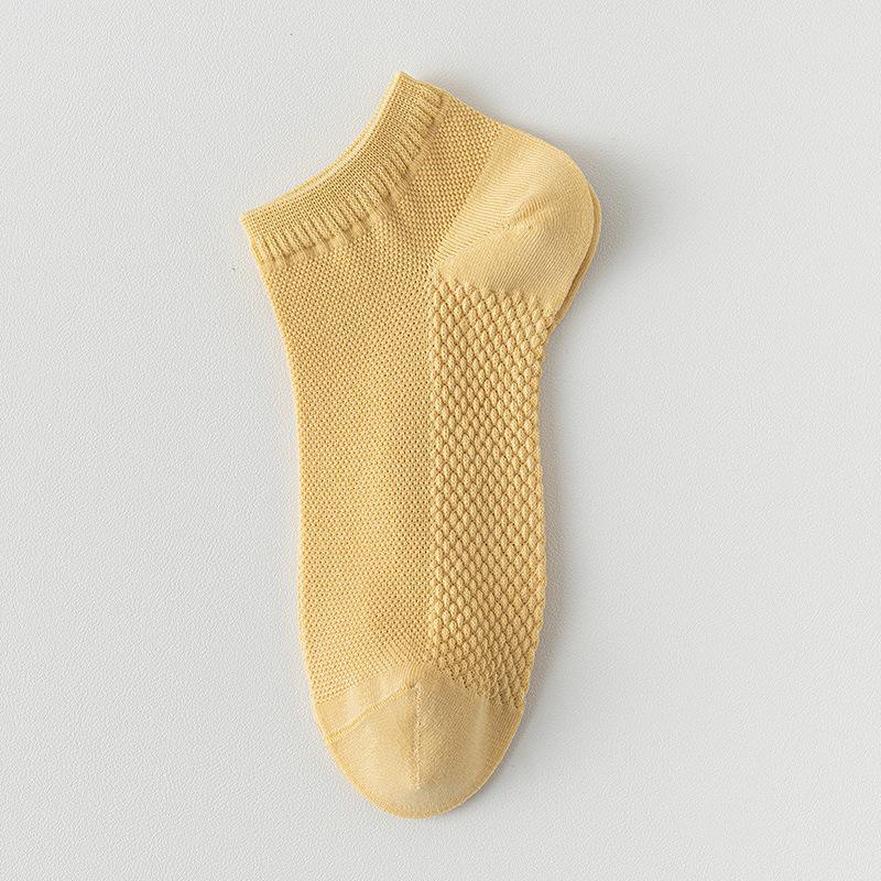 Женские носки-сеточка с низким вырезом для массажа - Антибактериальные, устойчивые к запаху, тонкие весенне-летние носки до щиколотки, универсального однотонного цвета для спорта.