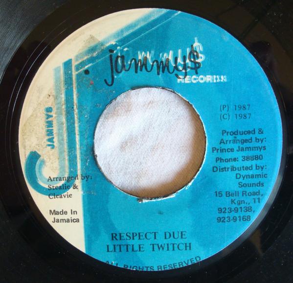 Пластинка 7 дюймов LITTLE TWITCH Respect Due NONE Jammys Records 1987 Ямайка Регги Ска Даб Б/у