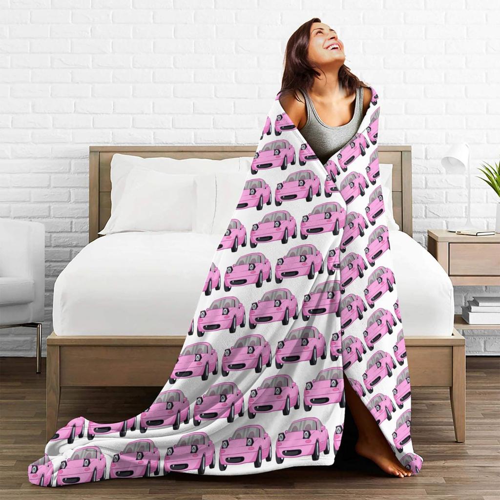 Cute Miata Face Blankets Soft Warm Flannel Throw Blanket Plush for Bed Living room Picnic Travel Home Couch