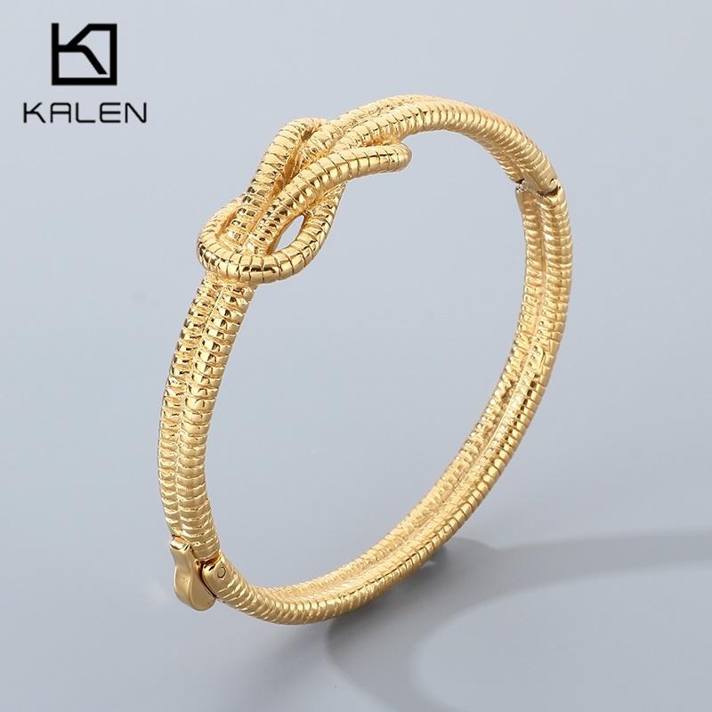 Круглые змеевидные браслеты Kalen для мужчин и женщин, золотистого цвета, из нержавеющей стали, аксессуары - символ личной идентичности