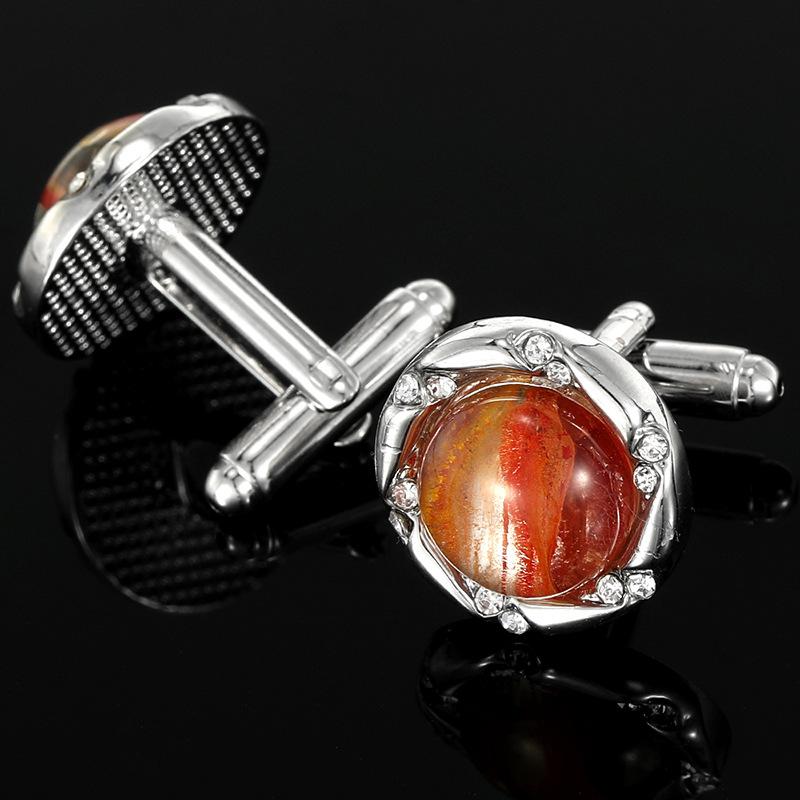 Мужской деловой костюм, формальные рубашки, пуговицы на круглых манжетах, модные запонки с украшением из страз и стекла, роскошный циркон, подарок для папы