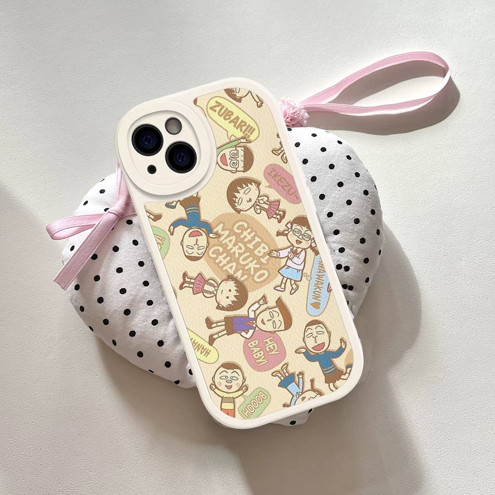 Чехол для телефона Catoon Chibi M-Maruko ChanS для IPhone 16 15 14 13 12 11 Pro Max Plus Ударопрочный кожаный чехол