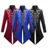 Halloween Men Gothic Victorian Jacket Vintage Velvet Medieval Frock Coat Renaissance Costume