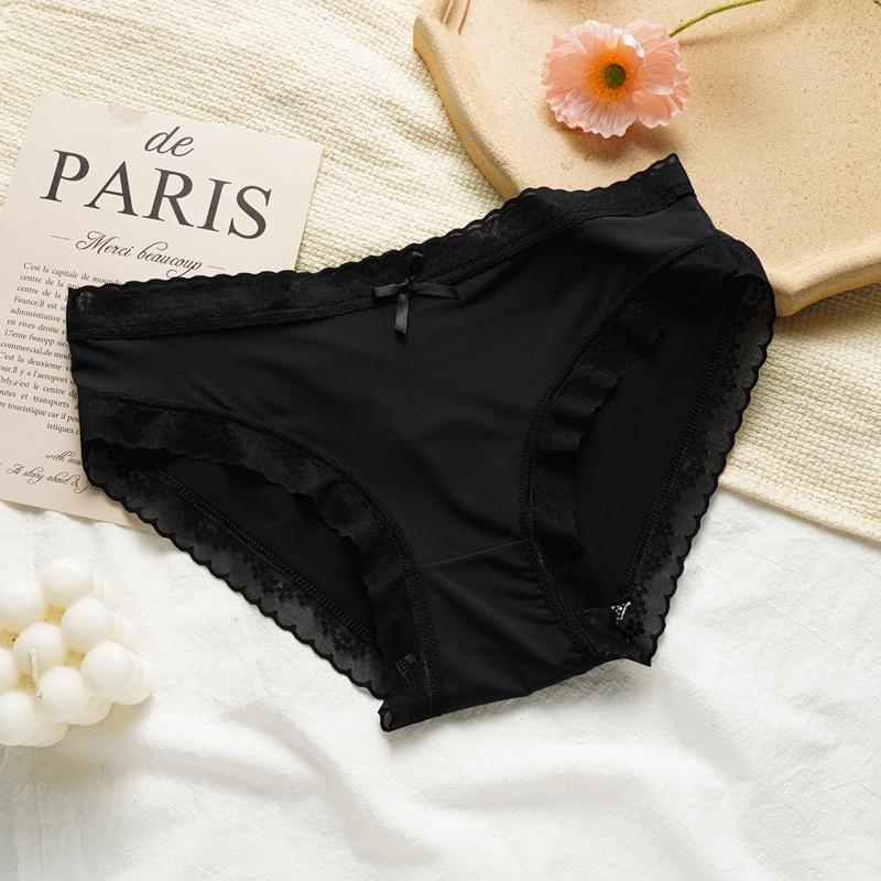 Женское летнее тонкое нижнее белье из чистого хлопка, бесшовное, со средней посадкой, с кружевной кромкой, для девочек