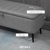 Storage Ottoman With Flip Top Rectangular Upholstered Bench Linen Look Fabric Footstool With Steel Legs For Living Room