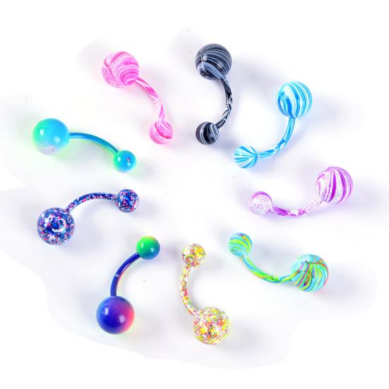 1/9 шт. женское цветное пальто с двойным шариком, штангой, пупком, кольцом в пупке