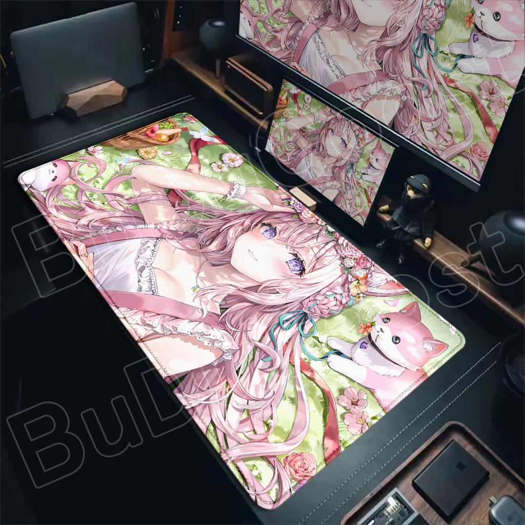 Gaming XXL kawaii Non-slip Desktop Carpet Hakui Koyori Hololive Anime Sexy Girl Laptop Keyboard Mat Office PC Rubber Accessories