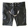 Mens Leather Shorts Knickers Briefs Crotchless Lace-Up Front Underwear Sex Toys