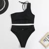 2Pcs/Set Women Sexy Bikini Set One Shoulder Hollow Sling Bra High Waist