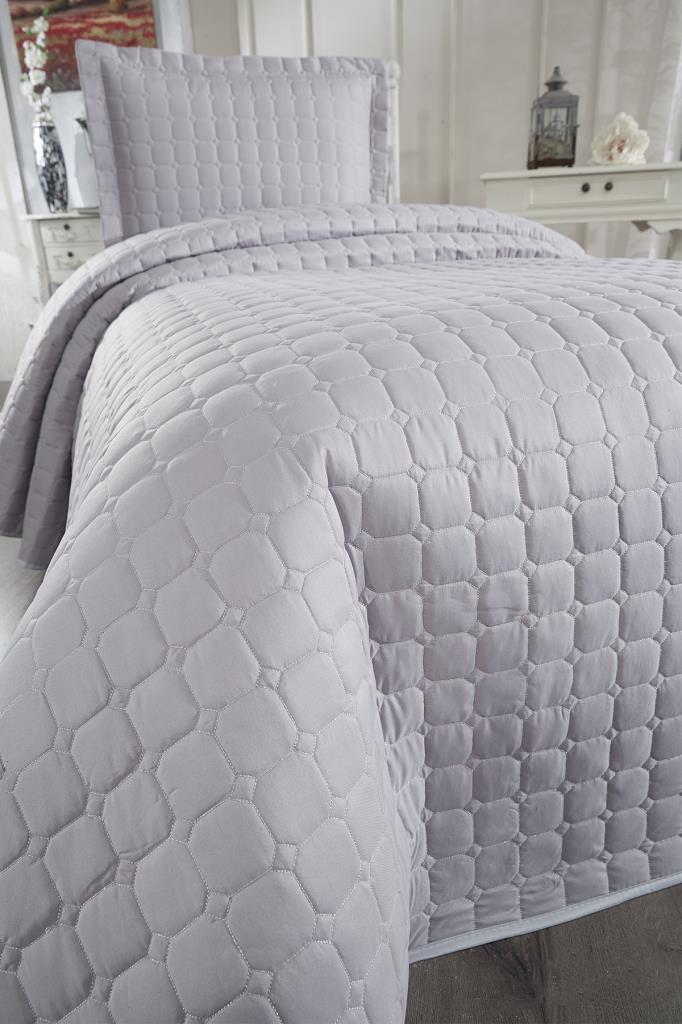 Стеганое покрывало Estiva Queen 2 шт, покрывало 180х240 с наволочкой, хлопчатобумажная ткань, одинарный размер серый