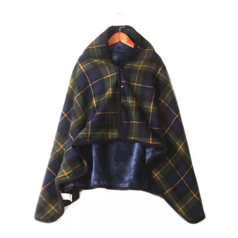 1PC Wearable Blanket Shawl Blanket Flannel Lazy Casual Office Blanket Retro Grid Stripes Warm Blanket For Winter 80×135cm