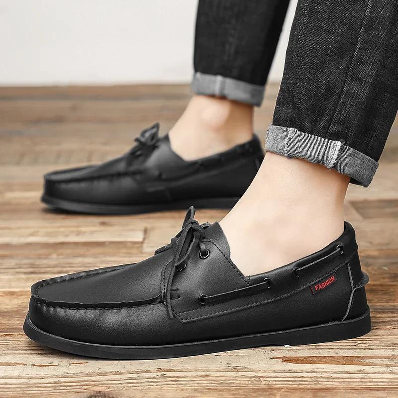 2024 Модные мужские мягкие кожаные мокасины ручной работы дизайнерские повседневные прогулочные туфли удобные нескользящие туфли из натуральной кожи для вождения