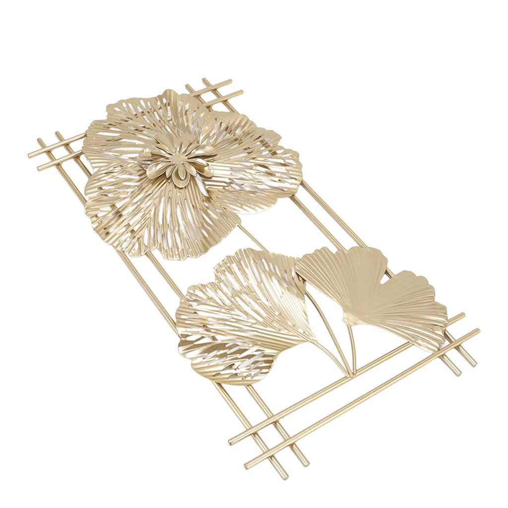 Golden Metal Ginkgo Leaf Decoration Modern Minimalist 3D Wall Sculpture for Bedroom Living Room