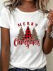 (Asian Size) watercolor tree Clothing New Year T Shirt Women Fashion Christmas Festival Tee Top Print Woman Short Sleeve Graphic T-shirts