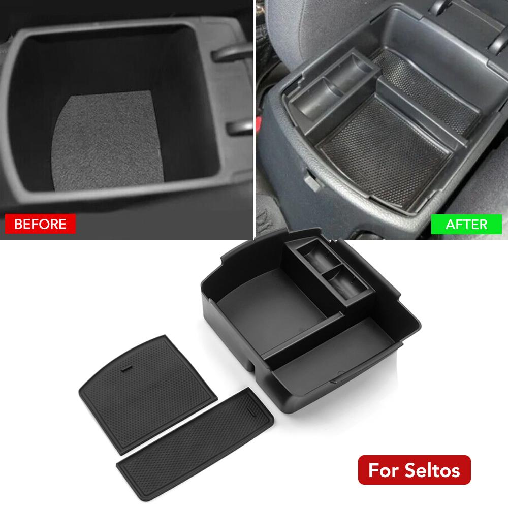 Armrest Center Console Organizer Tray For Kia Seltos 2020 2021 2022 2023 2024 Secondary Storage Box Divider Car Interior Accessories