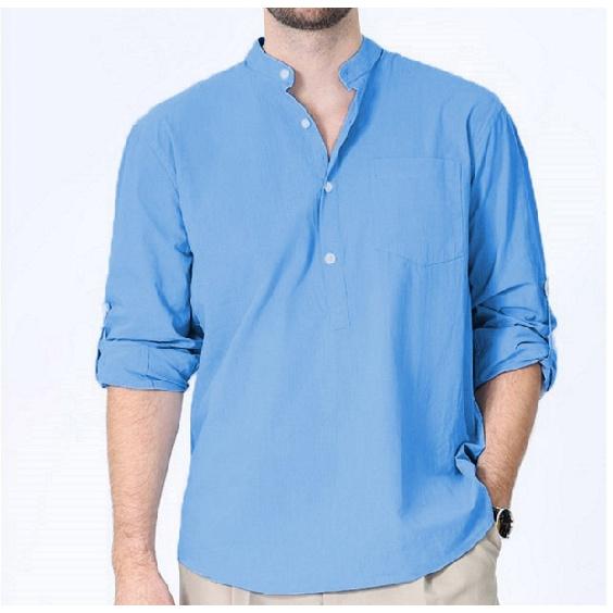 New Men'S Loose Casual Retro Coat Top Bottom Coat Cotton And Hemp Versatile Daily Classic Cardigan Beach Shirt Men'S Style